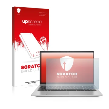 Front side of a product packaging with the brand logo upscreen. Next to it is the device HP ProBook 650 G8 shown with the corr