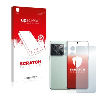 Front side of a product packaging with the brand logo upscreen. Next to it is the device OnePlus 10T 5G (Front+Camera) shown w