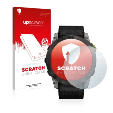 Front side of a product packaging with the brand logo upscreen. Next to it is the device Garmin Enduro 2 shown with the corres