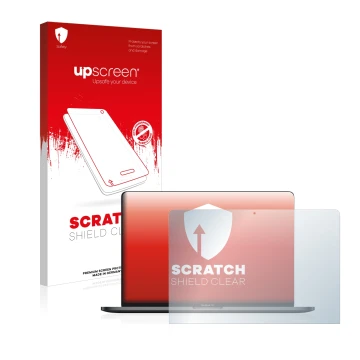 Front side of a product packaging with the brand logo upscreen. Next to it is the device Apple MacBook Pro 13