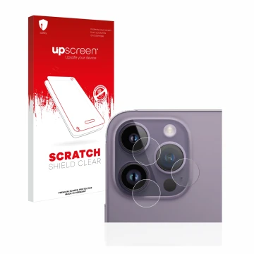 Front side of a product packaging with the brand logo upscreen. Next to it is the device Apple iPhone 14 Pro Max (ONLY Camera 