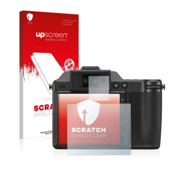 Front side of a product packaging with the brand logo upscreen. Next to it is the device Fujifilm X-H2 shown with the correspo