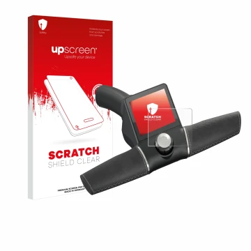 Front side of a product packaging with the brand logo upscreen. Next to it is the device Motocaddy M3 GPS Electric Trolley 202