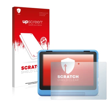 Front side of a product packaging with the brand logo upscreen. Next to it is the device Amazon Fire HD 8 Kids Pro 2022 shown 