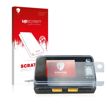 Front side of a product packaging with the brand logo upscreen. Next to it is the device ToolkitRC M6D Dual Charger shown with