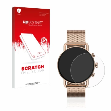 Front side of a product packaging with the brand logo upscreen. Next to it is the device Skagen Falster Gen 6 (41 mm) shown wi