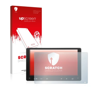 Front side of a product packaging with the brand logo upscreen. Next to it is the device Atoto A6 PF 9 Zoll shown with the cor