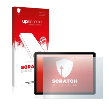 Front side of a product packaging with the brand logo upscreen. Next to it is the device Pritom M10 10.1