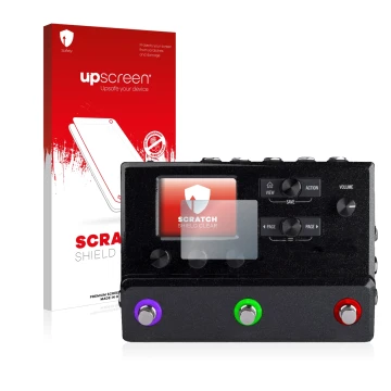 Front side of a product packaging with the brand logo upscreen. Next to it is the device Line 6 hx stomp shown with the corres