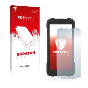 Front side of a product packaging with the brand logo upscreen. Next to it is the device Zebra TC73 shown with the correspondi