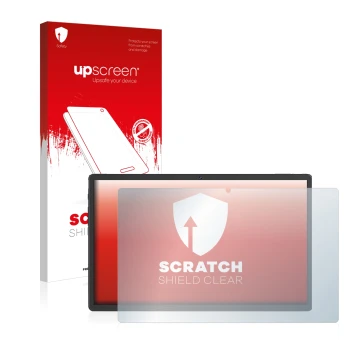 Front side of a product packaging with the brand logo upscreen. Next to it is the device Sebbe Facetel Tablet Q10 shown with t