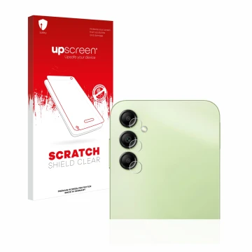 Front side of a product packaging with the brand logo upscreen. Next to it is the device Samsung Galaxy A14 4G (ONLY Camera Le