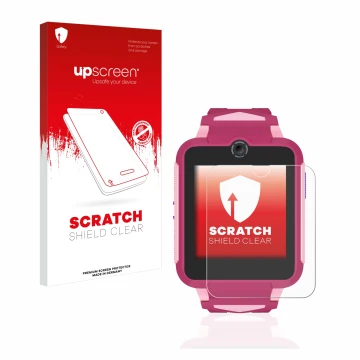 Front side of a product packaging with the brand logo upscreen. Next to it is the device TCL Movetime Family Watch MT42X shown