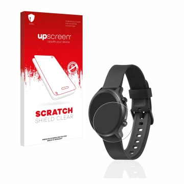 Front side of a product packaging with the brand logo upscreen. Next to it is the device Doro Watch shown with the correspondi