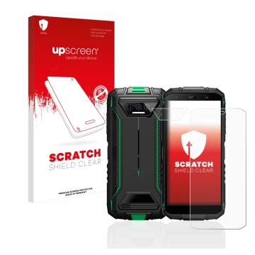 Front side of a product packaging with the brand logo upscreen. Next to it is the device Doogee S41 Pro (Front+Camera) shown w