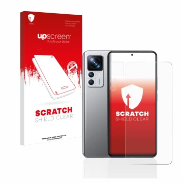 Front side of a product packaging with the brand logo upscreen. Next to it is the device Xiaomi 12T Pro (Front+Camera) shown w