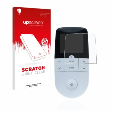 Front side of a product packaging with the brand logo upscreen. Next to it is the device Beurer EM 49 Digital TENS/EMS shown w