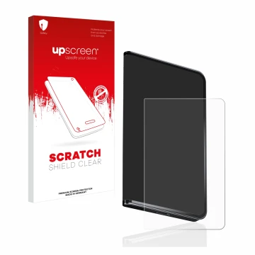 Front side of a product packaging with the brand logo upscreen. Next to it is the device Ledger Stax crypto wallet shown with 