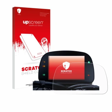 Front side of a product packaging with the brand logo upscreen. Next to it is the device Moto Morini Seiemmezzo TFT Display 5