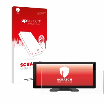 Front side of a product packaging with the brand logo upscreen. Next to it is the device Carpuride W103 10.3