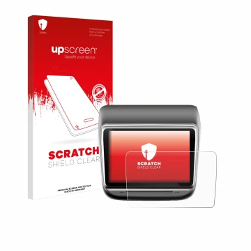 Front side of a product packaging with the brand logo upscreen. Next to it is the device Tesla Model Y Infotainment System 7.2