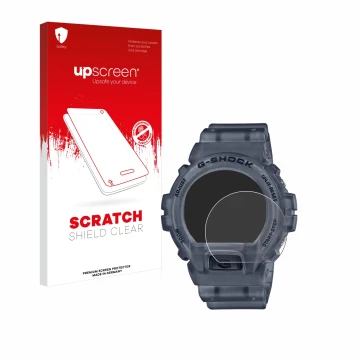 Front side of a product packaging with the brand logo upscreen. Next to it is the device Casio G-Shock DW-6900 shown with the 