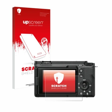 Front side of a product packaging with the brand logo upscreen. Next to it is the device Sony Alpha ZV-E1 shown with the corre