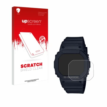 Front side of a product packaging with the brand logo upscreen. Next to it is the device Casio G-Shock GMD-S5600 shown with th