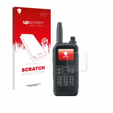 Front side of a product packaging with the brand logo upscreen. Next to it is the device Kenwood TH-D75E D-Star shown with the