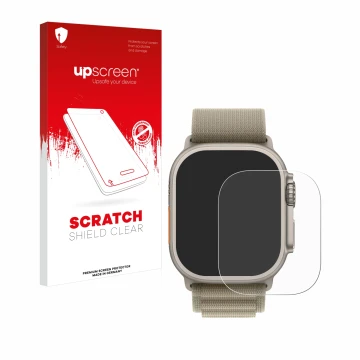 Front side of a product packaging with the brand logo upscreen. Next to it is the device Apple Watch Ultra 2 (49 mm) shown wit
