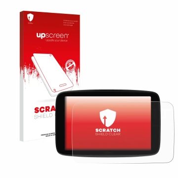 Front side of a product packaging with the brand logo upscreen. Next to it is the device TomTom GO Superior 7