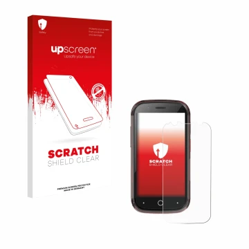 Front side of a product packaging with the brand logo upscreen. Next to it is the device Unihertz Jelly Star shown with the co