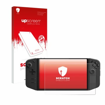 Front side of a product packaging with the brand logo upscreen. Next to it is the device Lenovo Legion Go shown with the corre