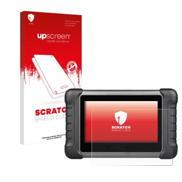 Front side of a product packaging with the brand logo upscreen. Next to it is the device Autel MaxiCheck MX808s shown with the