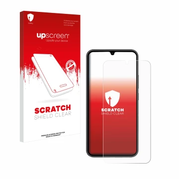 Front side of a product packaging with the brand logo upscreen. Next to it is the device Samsung Galaxy A34 5G Enterprise Edit