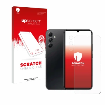Front side of a product packaging with the brand logo upscreen. Next to it is the device Samsung Galaxy A34 5G Enterprise Edit