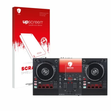 Front side of a product packaging with the brand logo upscreen. Next to it is the device Numark Mixstream Pro+ shown with the 