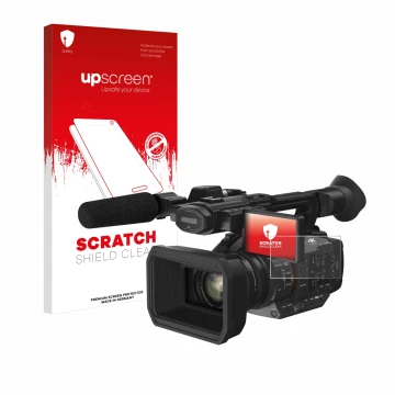 Front side of a product packaging with the brand logo upscreen. Next to it is the device Panasonic HC-X2 shown with the corres