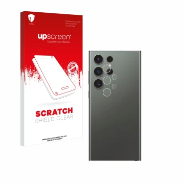 Front side of a product packaging with the brand logo upscreen. Next to it is the device Samsung Galaxy S23 Ultra Enterprise E