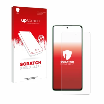 Front side of a product packaging with the brand logo upscreen. Next to it is the device Xiaomi Redmi Note 13 4G shown with th