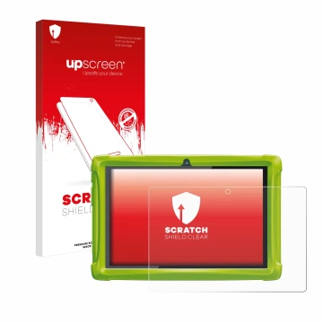 Front side of a product packaging with the brand logo upscreen. Next to it is the device Clementoni Clempad 10 shown with the 