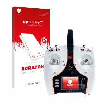 Front side of a product packaging with the brand logo upscreen. Next to it is the device Spektrum NX7e shown with the correspo