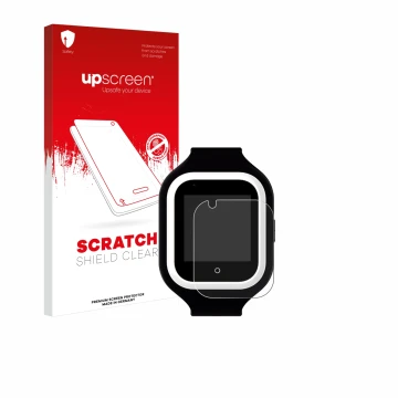 Front side of a product packaging with the brand logo upscreen. Next to it is the device SaveFamily Iconic Plus 4G shown with 