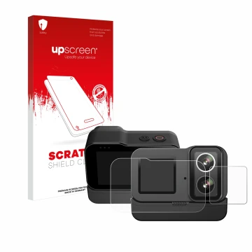Front side of a product packaging with the brand logo upscreen. Next to it is the device SJCAM SJ20 Dual Lens shown with the c