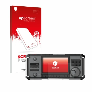 Front side of a product packaging with the brand logo upscreen. Next to it is the device Xiegu X6200 shown with the correspond