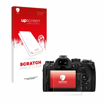 Front side of a product packaging with the brand logo upscreen. Next to it is the device Olympus OM System OM-1 Mark II shown 