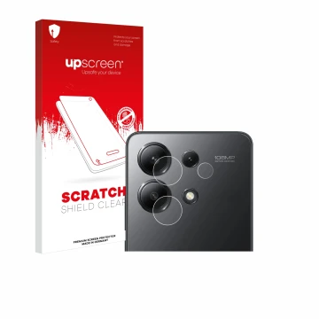 Front side of a product packaging with the brand logo upscreen. Next to it is the device Xiaomi Redmi Note 13 5G (ONLY Camera 