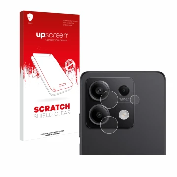 Front side of a product packaging with the brand logo upscreen. Next to it is the device Xiaomi Redmi Note 13 Pro 5G (ONLY Cam