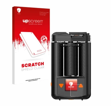 Front side of a product packaging with the brand logo upscreen. Next to it is the device Storz & Bickel Mighty + shown with th