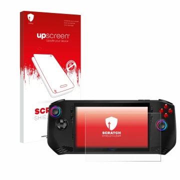 Front side of a product packaging with the brand logo upscreen. Next to it is the device MSI Claw A1M shown with the correspon